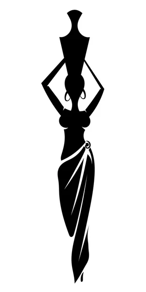 Nero silhouette sottile africano ragazza illustrazione — Foto Stock