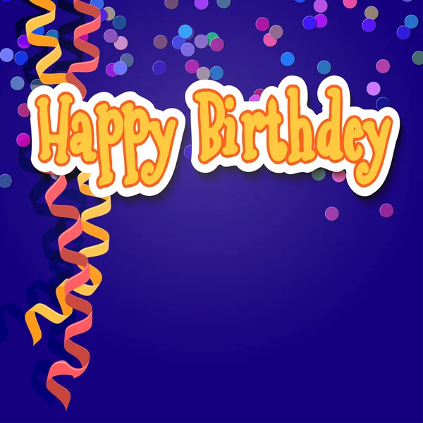 Card with confetti and serpentine. Birthday illustration — Stock Photo, Image