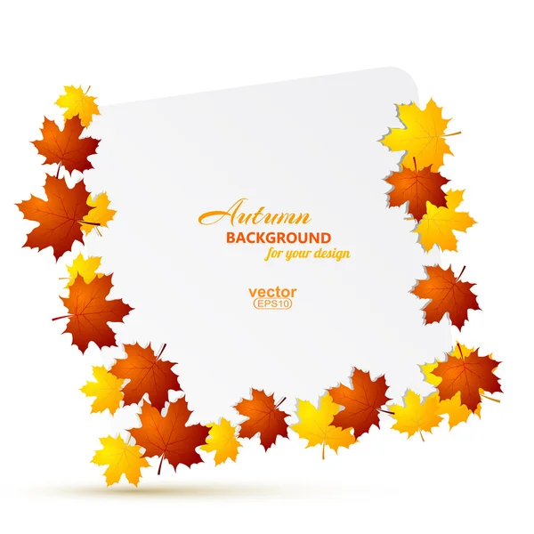 Frame of yellow maple autumn leaves on a white background. Vecto — Stock Vector