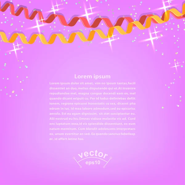 Konfetti und Luftschlangen auf leuchtend rosa festlichem Hintergrund. Vektor — Stockvektor