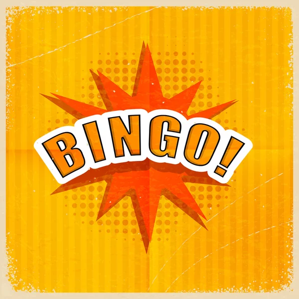 Cartoon Bingo on an old-fashioned yellow background. Retro style — Stock Vector