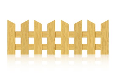 Beyaz arka plan yansıması ile ahşap çit. vektör illustr