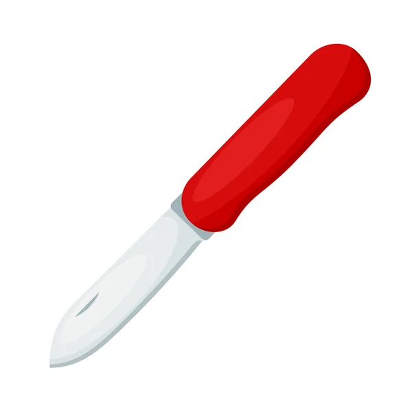 Cuchillo plegable con mango rojo aislado sobre fondo blanco. Vect. — Vector de stock