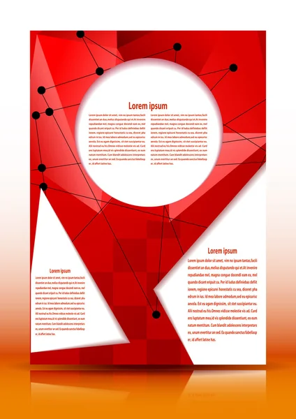 赤い背景上のテキストの幾何学的な要素を持つフライヤー。vect — ストックベクタ