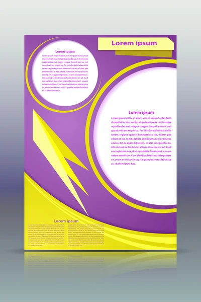 Flyer abstrait bleu avec une bannière jaune et violet géométrique — Image vectorielle