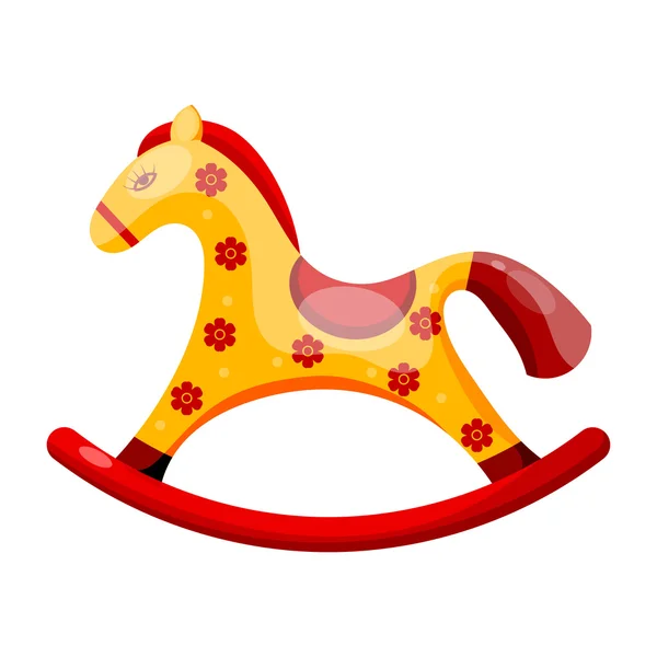 Toy rocking horse decorated with flowers isolated on a white bac — Stock Vector