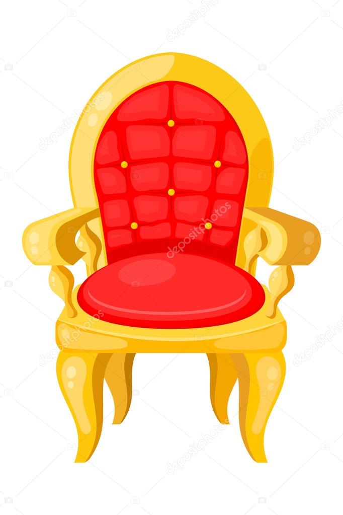 Bright red chair with highlights and shadows isolated on white b