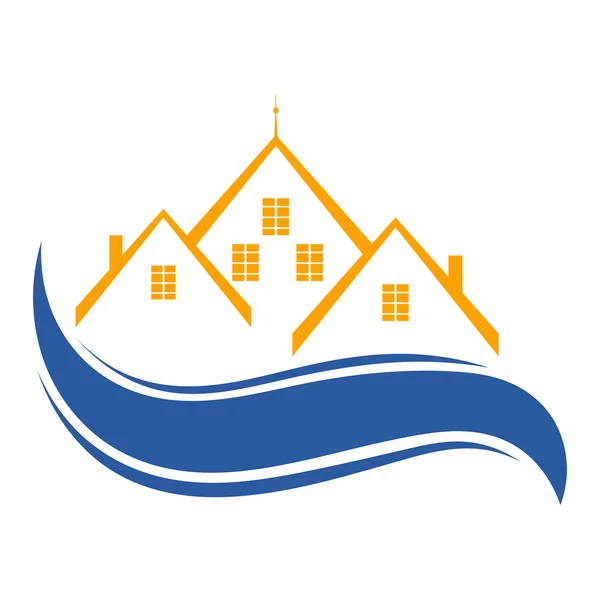 Logo Grupo de casas aisladas sobre fondo blanco. Vivienda. Vect. — Vector de stock