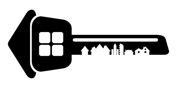 Логотип строителя, ключ от дома изолирован на белом фоне. Силь — стоковый вектор