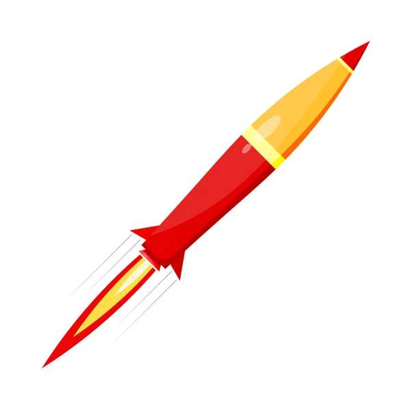 Combat red rocket in motion isolated on white background. Vector — Stock Vector