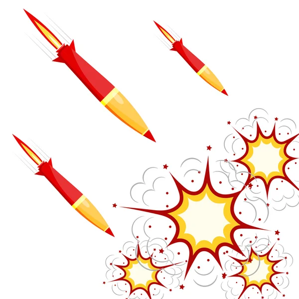 Set of military rockets red isolated on white background. Vector — Stock Vector