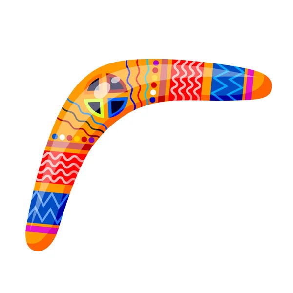 Boomerang aislado sobre fondo blanco. Estilo tribal. Vector enfermo — Vector de stock