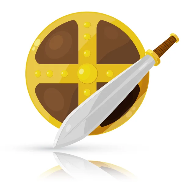 Pajzs és kard elszigetelt fehér background. vektoros illustrati — Stock Vector