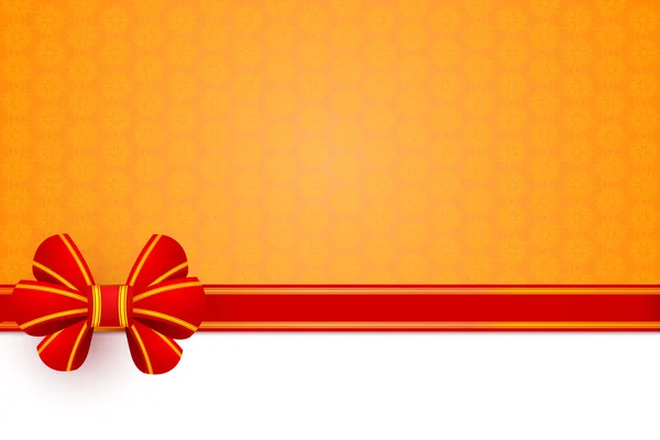 Envoltura de regalo de lazo rojo sobre un fondo de flor naranja. Vector enfermo — Archivo Imágenes Vectoriales