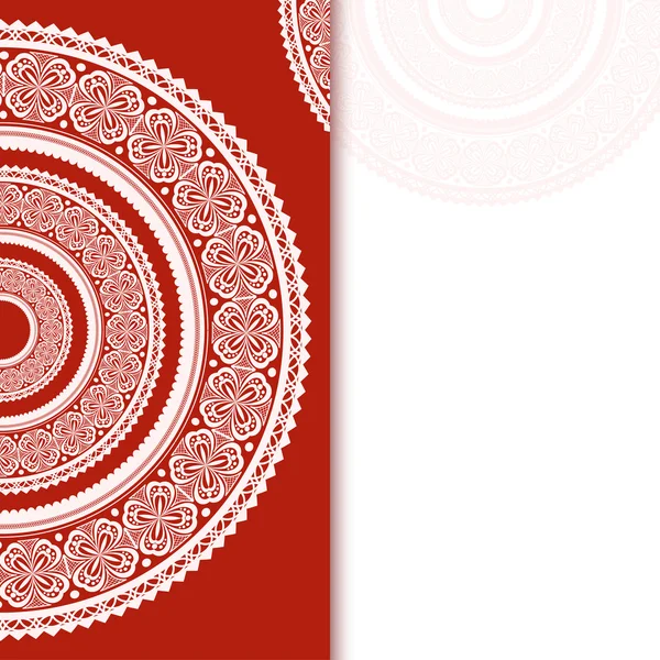 Einladungsdekoration auf rotem Hintergrund mit Spitzenornament. vect — Stockvektor