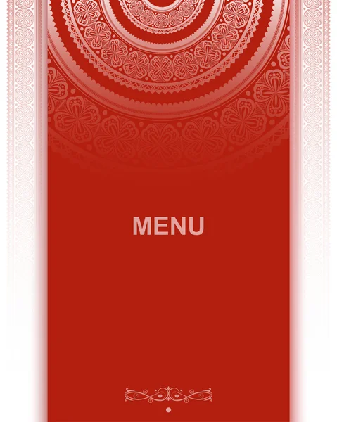 Menu decoratie op rode achtergrond met kant sieraad. vector ziek — Stockvector