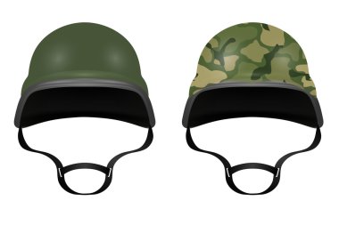 Beyaz arka plan üzerinde izole askeri Kasklar. vektör illustrati