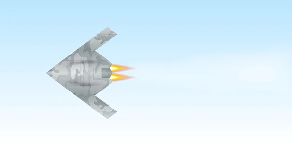 Dron militar volando sobre el fondo del cielo. Ilustración vectorial — Vector de stock