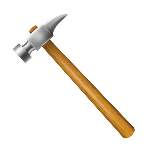 Martillo con empuñadura de madera aislado sobre fondo blanco. Vector i — Vector de stock