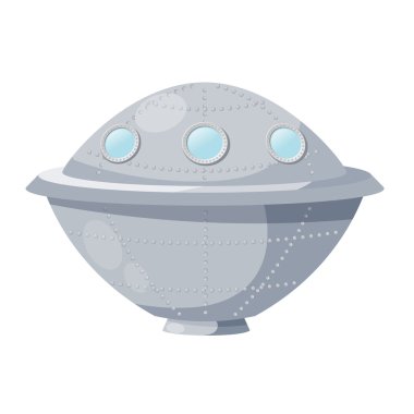 Harika beyaz bir arka plan üzerinde - Ufo - uzay gemisi. Vektör illus