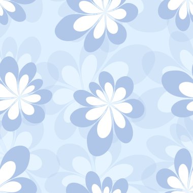 Mavi arka plan üzerinde dekoratif çiçek ile Seamless modeli. VEC