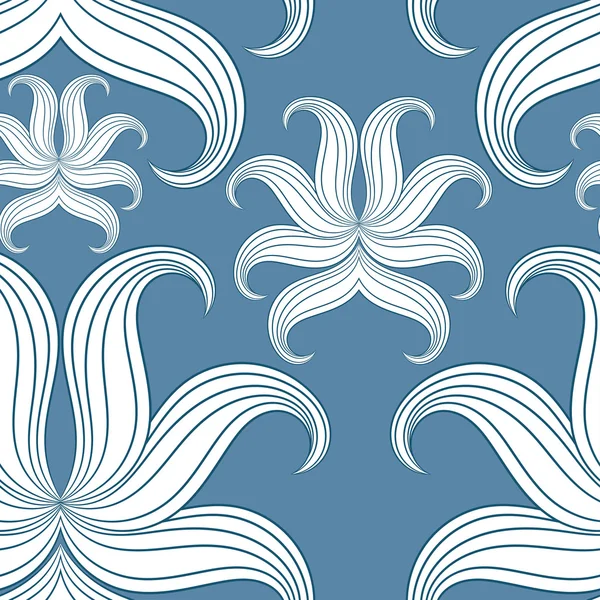 无缝的抽象花卉图案。矢量图。蓝色 Desi — 图库矢量图片