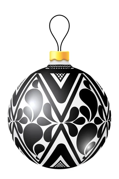 Bola de Natal preto e branco no fundo branco. Vetor illus — Vetor de Stock