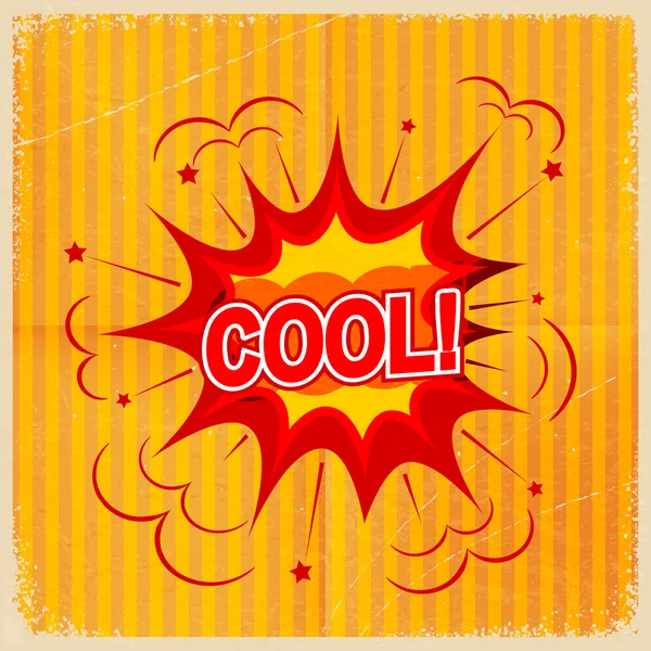 Cartoon blast COOL! on a yellow background, old-fashioned. Vecto — Stock Vector