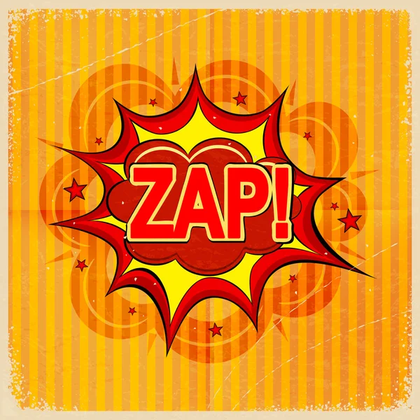 Cartoon blast ZAP! on a yellow background, old-fashioned. Vector — Stock Vector