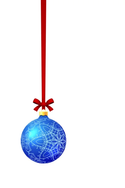 Векторный голубой рождественский шар с украшением из снежинок — стоковый вектор