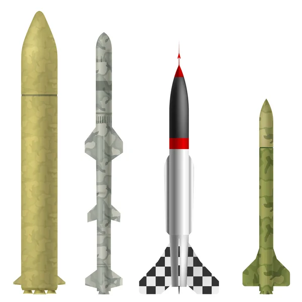 Set of rockets on a white background. Vector illustration. — Stock Vector