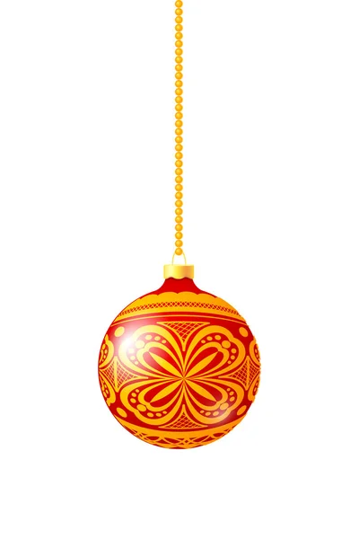 Boule de Noël vectorielle rouge avec décoration en flocons de neige sh — Image vectorielle