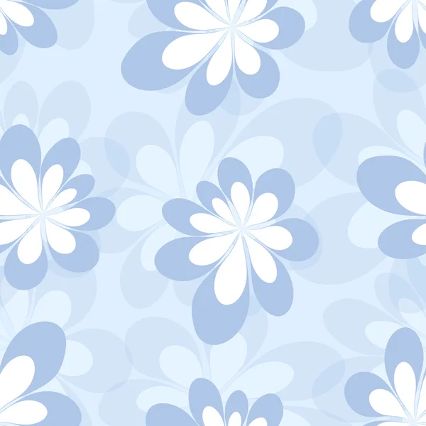 Patrón sin costuras con flores decorativas sobre fondo azul. Vec — Vector de stock