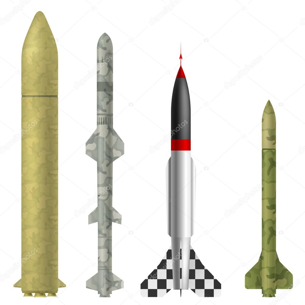 Set of rockets on a white background. Vector illustration.
