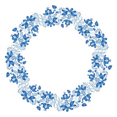 Devlet Rus resim. Gzhel tarzı. Yuvarlak çiçek tasarım elem