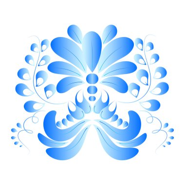 Beyaz bir arka plan üzerinde izole mavi çiçek. Gzhel tarzı. Vektör 