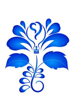 Mavi süs tasarım öğesi üzerinde beyaz ba izole Gzhel tarzı