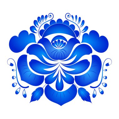 Çiçek süsleme tarzı Gzhel unsuru. Beyaz backgr izole