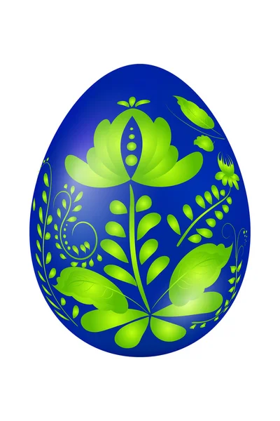 Blue Easter egg with elements of traditional Russian painting. D — Stock Vector