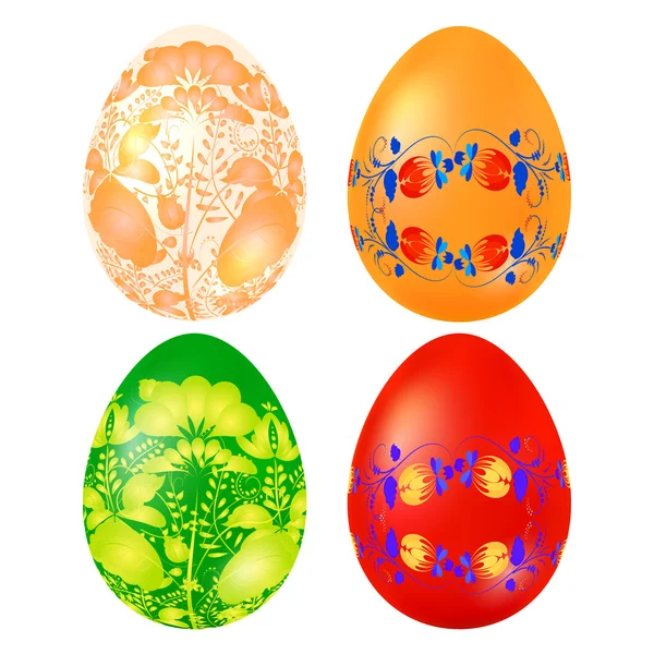 Set colore uovo di Pasqua con elementi di tradizionale russo painti — Vettoriale Stock