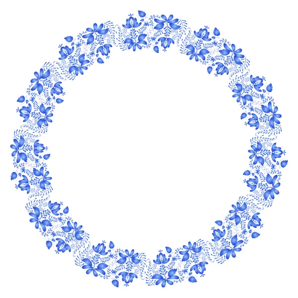 Pictură națională rusă. Gzhel. Element de design floral rotund. V — Vector de stoc