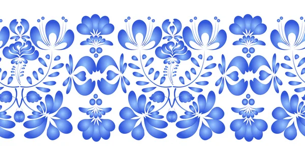 Naadloze textuur bloemen in Gzhel stijl. Vectorillustratie. — Stockvector