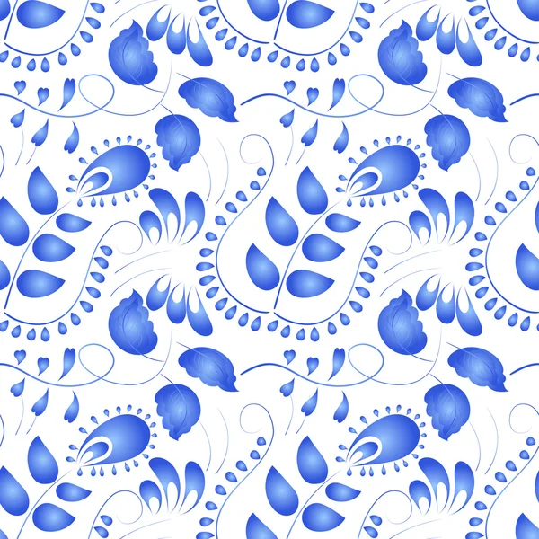 Textura perfecta con adorno floral en el estilo Gzhel. Vector — Vector de stock