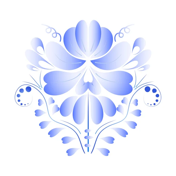 Flor azul rusa nacional aislada sobre un fondo blanco. Gzh. — Vector de stock