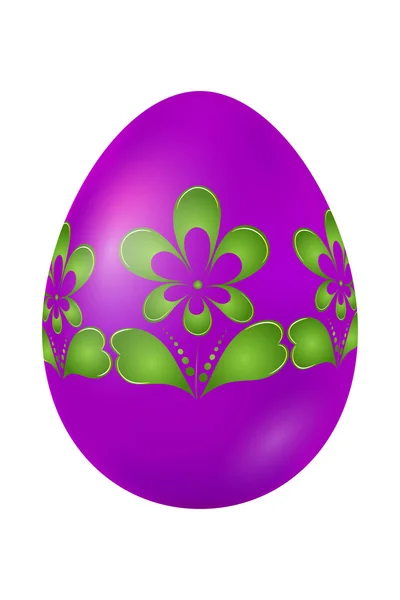 Purple Easter egg with green floral ornament. Vector illustratio — Stock Vector
