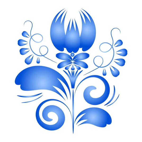 Elemento de design flor azul isolado em um fundo branco. Gzhel. — Vetor de Stock