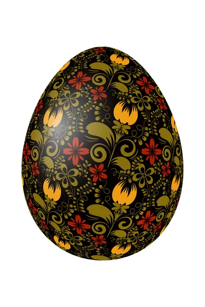 Black Easter egg with bright elements of traditional Russian pai — Stock Vector