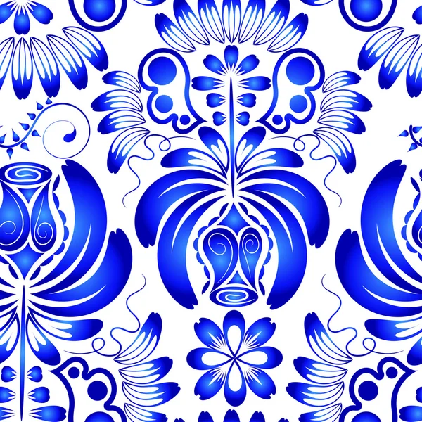 Textura perfecta con flores sobre un fondo blanco. Flores Gzh — Vector de stock