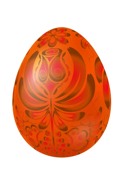 Orange Easter egg with elements of traditional Russian painting. — Stock Vector