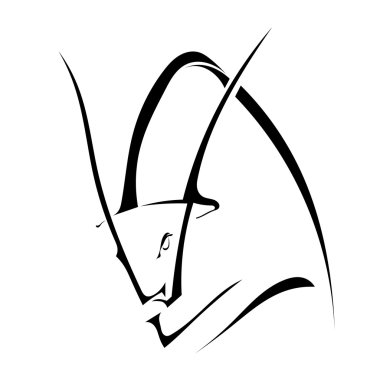 Siyah beyaz backgrou izole profil bir boğa silüeti